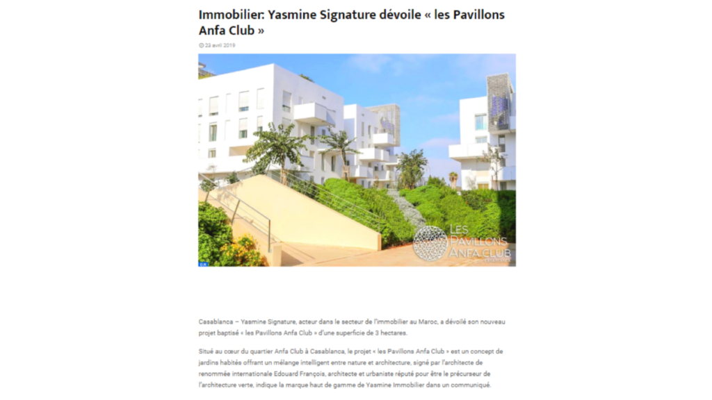 Yasmine Signature dévoile Les Pavillons Anfa Club