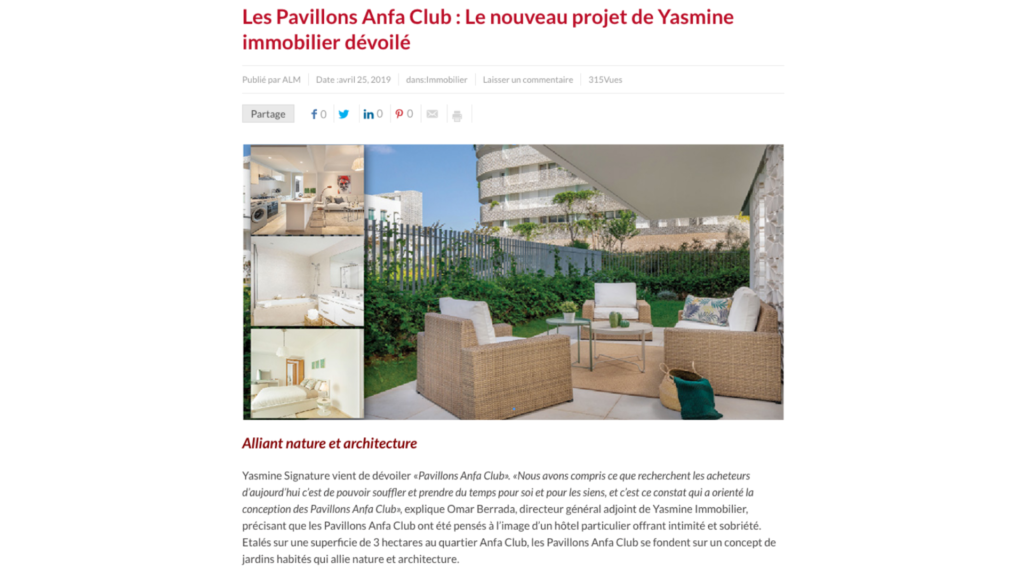 Yasmine Signature dévoile Les Pavillons Anfa Club