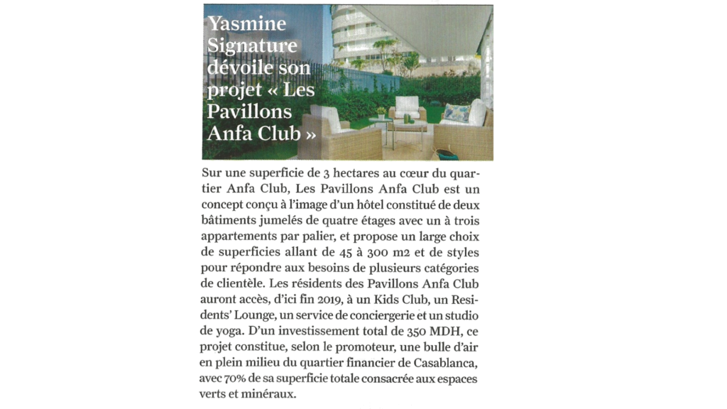 Yasmine Signature dévoile Les Pavillons Anfa Club