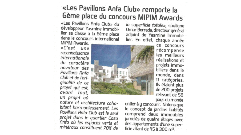 LPAC classé 6ème meilleur projet résidentiel dans le monde