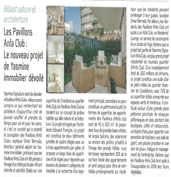 Yasmine Signature dévoile Les Pavillons Anfa Club