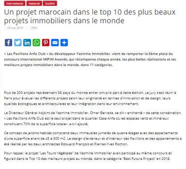 LPAC classé 6ème meilleur projet résidentiel dans le monde