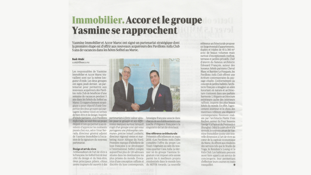 Partenariat Yasmine et ACCOR