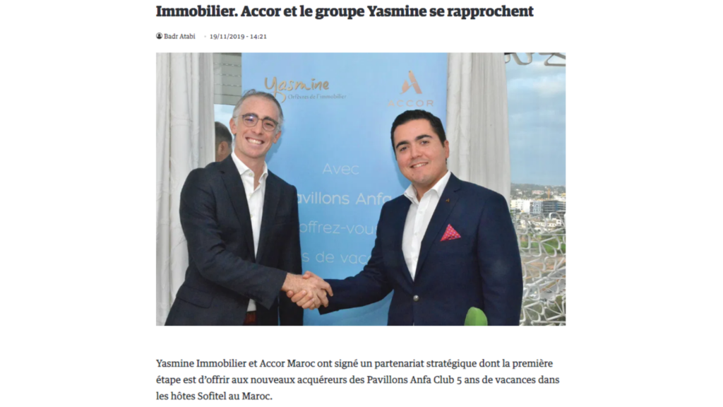 Partenariat Yasmine et ACCOR