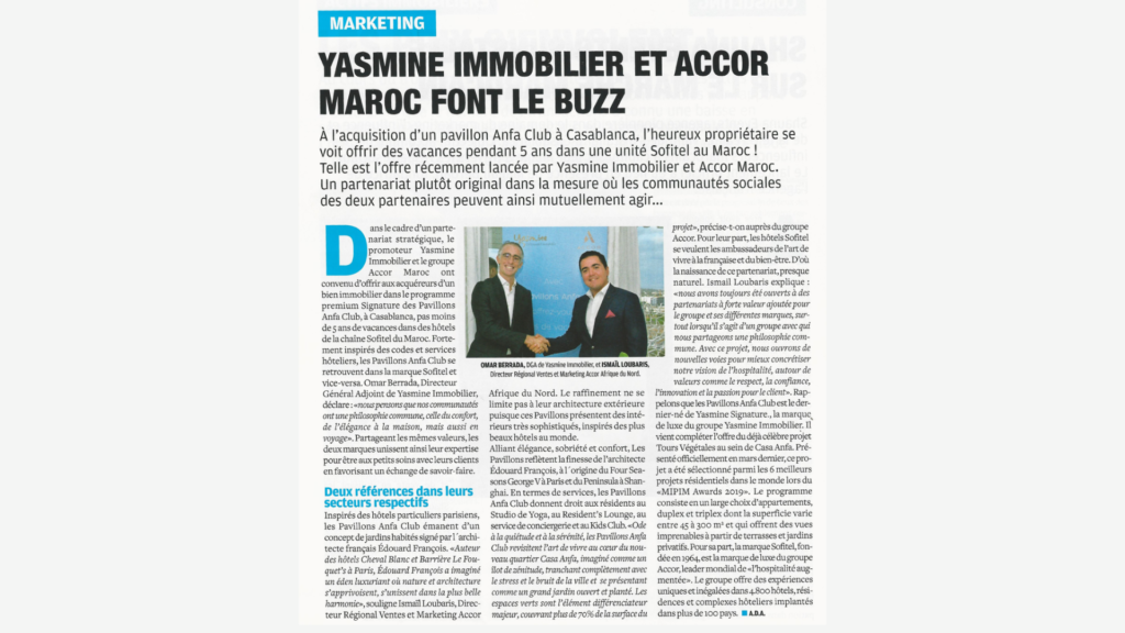 Partenariat Yasmine et ACCOR
