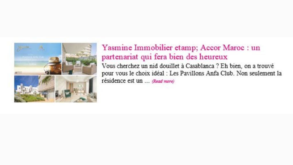 Partenariat Yasmine et ACCOR